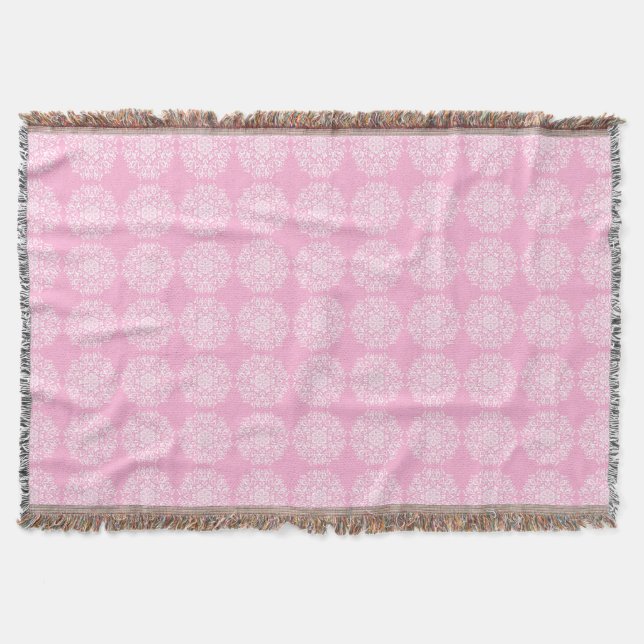 Manta Tejida Rosa Mandala (Anverso)