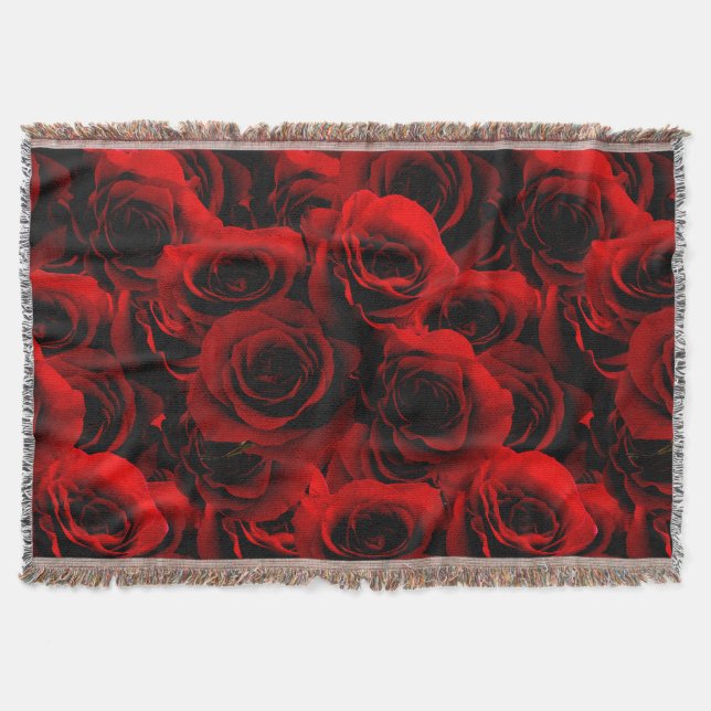 Manta Tejida Rosas Rojo Oscuro para ti (Anverso)