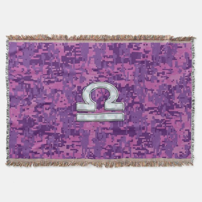 Manta Tejida Rótulo Pearl Libra Zodiac en camo digital Fuchsia (Anverso)