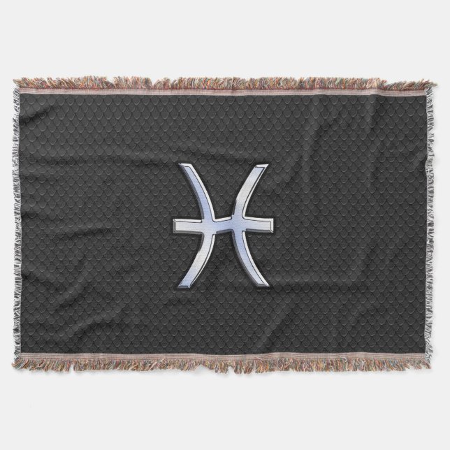 Manta Tejida Rótulo Zodiac Pisces moderno estilo Piel de serpie (Anverso)