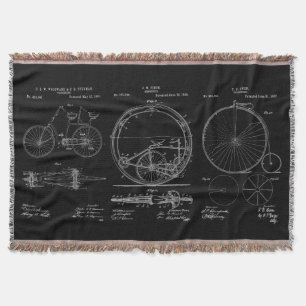 Manta Tejida Rustic Tira Patentes De Bicicleta Azul
