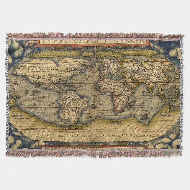 Manta Tejida Rutas de mapas del mundo antiguo (Anverso)