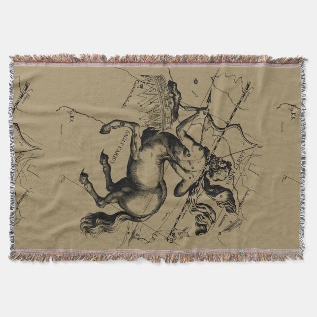 Manta Tejida Sagittarius Constellation Hevelius 1690 Grabado (Anverso)