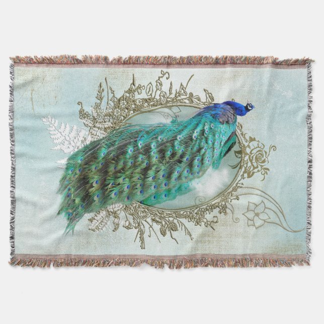 Manta Tejida Shaboise Turquis Peacock (Anverso)