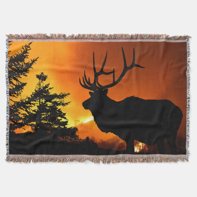 Manta Tejida Silhouette Elk (Anverso)