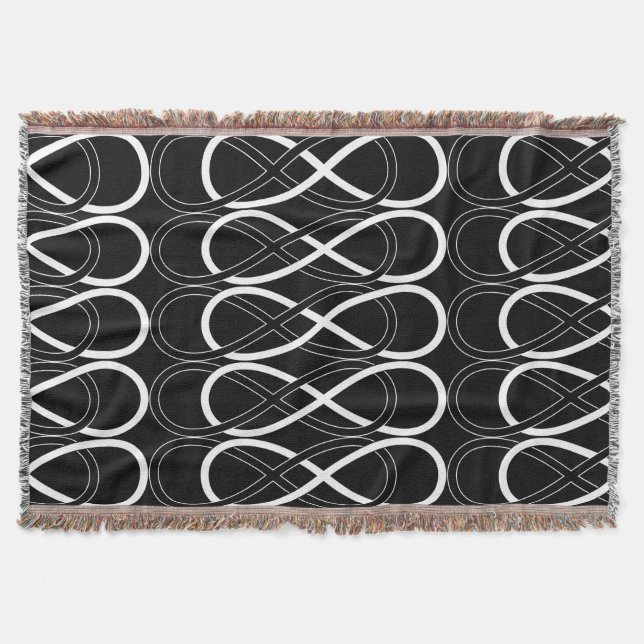 Manta Tejida Símbolo doble infinito - Blanco y negro (Anverso)