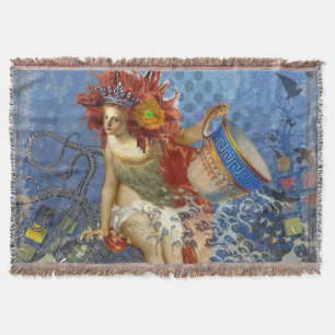 Manta Tejida Sirena Acuario Arte Azul Gótico
