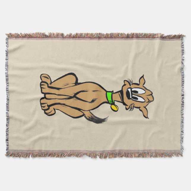 Manta Tejida Sitting Happy Dog Throw Blanket (Anverso)