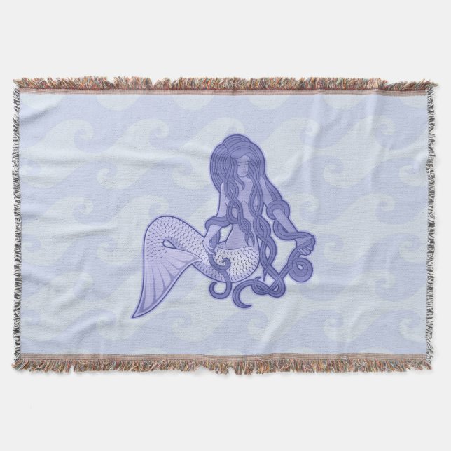 Manta Tejida Sitting Mermaid Blue (Anverso)