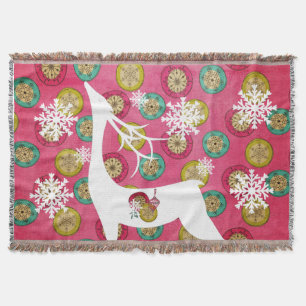 Manta Tejida Snowflake Orbs White Deer Holiday Throw