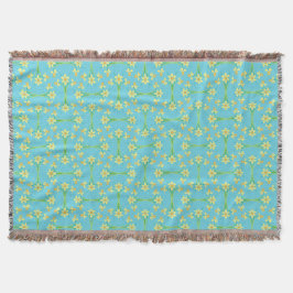Manta Tejida Spring Sunshine Daffodils Sky Blue Throw Blanket