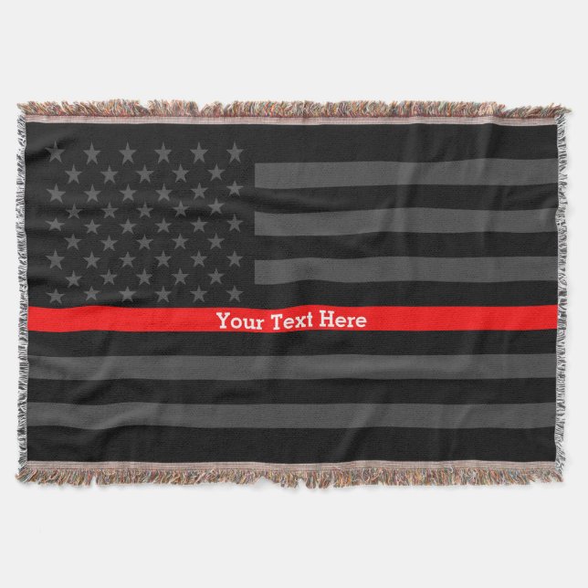 Manta Tejida Su texto Línea roja delgada carbón negro bandera e (Anverso)