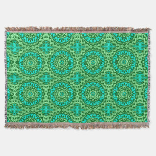 Manta Tejida Sun Mandala Batik del Suroeste, Lime Green
