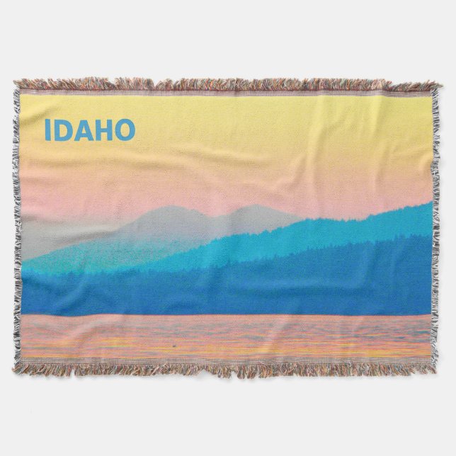 Manta Tejida Sunset de cian y salmón (Anverso)