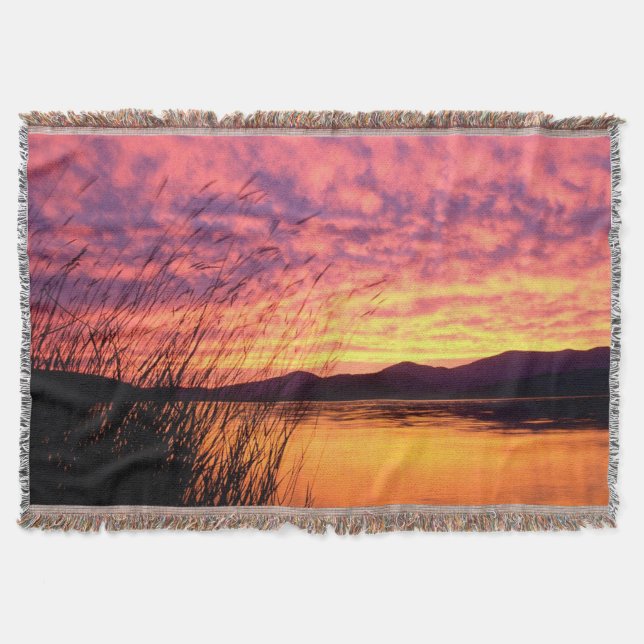 Manta Tejida Sunset Lakeshore design Blanket (Anverso)