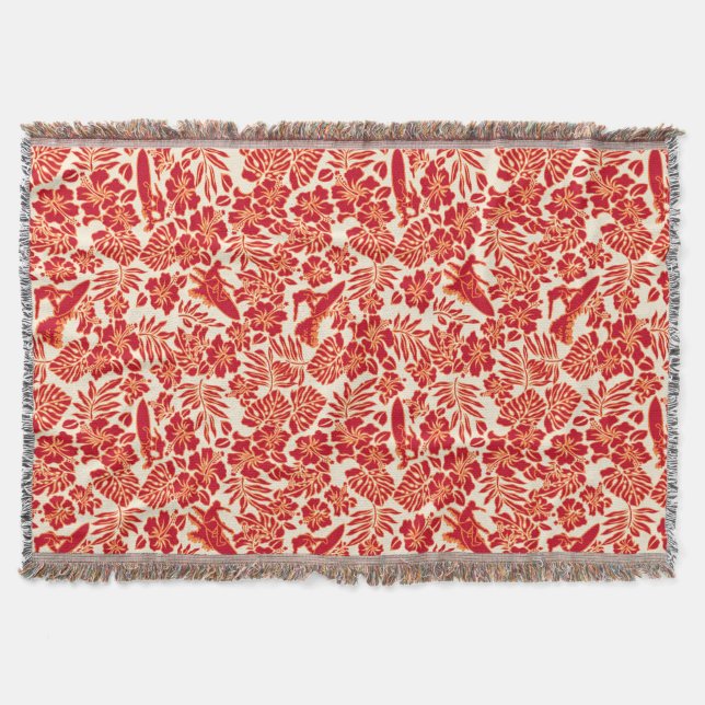 Manta Tejida Surf Pareau Hawaiian Hibiscus Throw Blankets (Anverso)