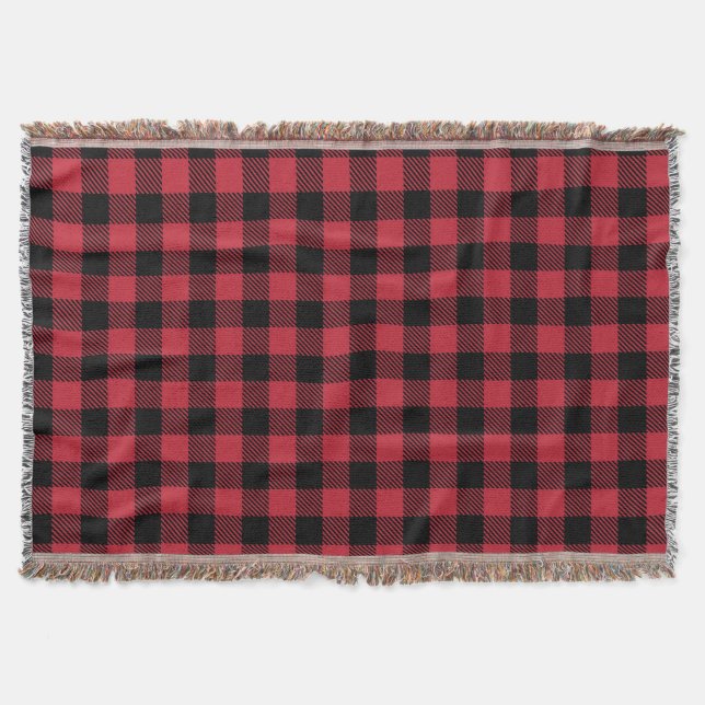 Manta Tejida Tapa del pabellón rojo y negro (Anverso)