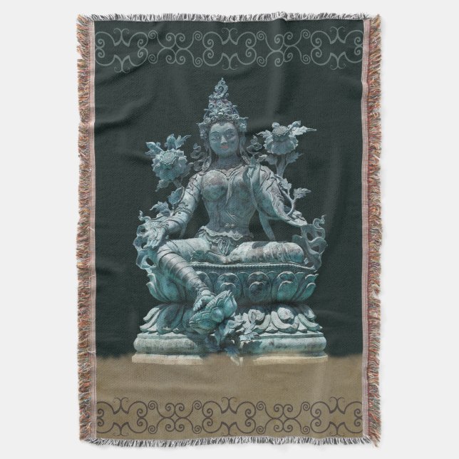 Manta Tejida Tara verde (Frente vertical)