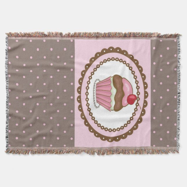 Manta Tejida Tarjeta de cumpleaños con la magdalena (Anverso)