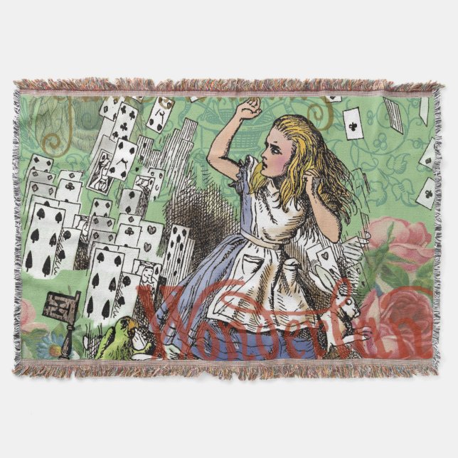Manta Tejida tarjetas alice conejo de sombrerero de wonderland (Anverso)