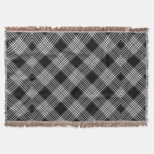 Manta Tejida Tartan a cuadros en blanco y negro