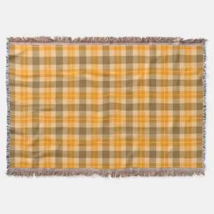 Manta Tejida Tartán Plaid, marrón y Naranja