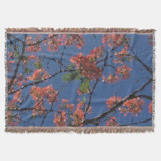 Manta Tejida Tela floral, azul (Anverso)