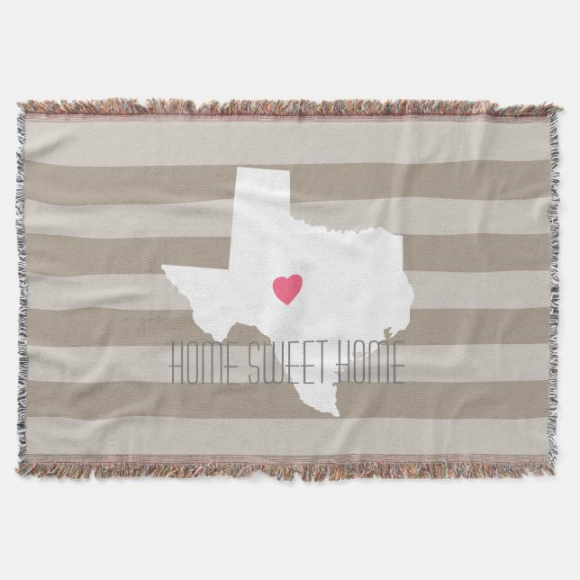 Manta Tejida Texas Map Home State Love with Personalizado Heart (Anverso)