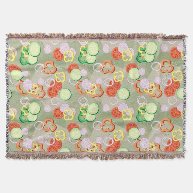 Manta Tejida Textura con las rebanadas de verduras (Anverso)