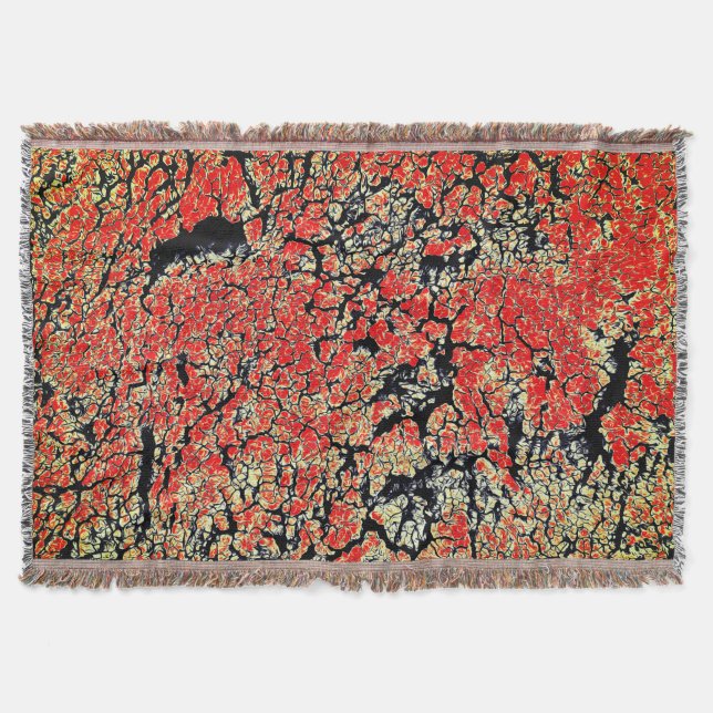 Manta Tejida Tierra Agrietada Rojo Negro Blanco Amarillo (Anverso)