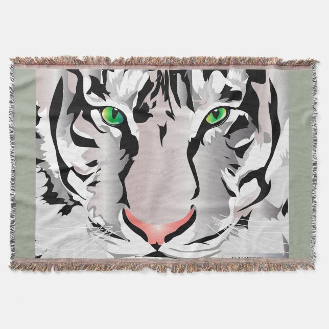MANTA TEJIDA TIGRE BLANCO/ GRIS BLANCO BLANCO (Anverso)