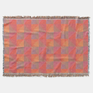 Manta Tejida Tonos Cálidos Naranja Rosa Rojo Amarillo Arte Mode