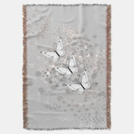 Manta Tejida Tres Mariposas Blancas