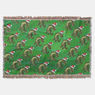 Manta Tejida TRex en Santa Hat en Green