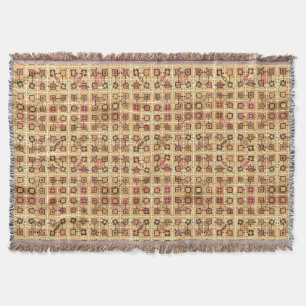 Manta Tejida Tribal Batik - marrón chocolate y bronceado de cam