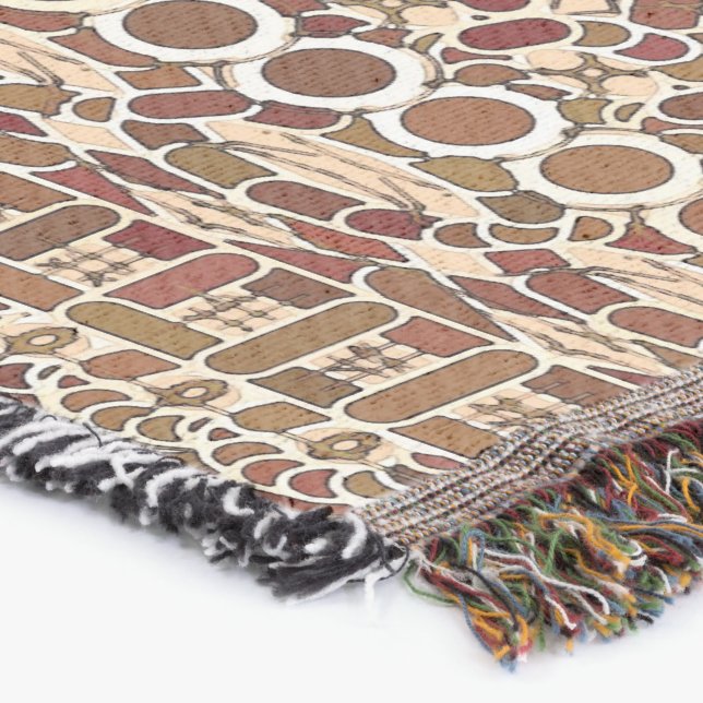 Manta Tejida Tribal Batik - marrón y beige (Esquina)