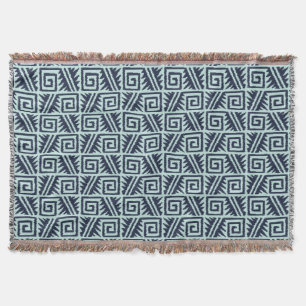 Manta Tejida Tribal Ikat Aztec - azul índigo y claro