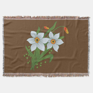 Manta Tejida Tulipanes y Narcisos Flores