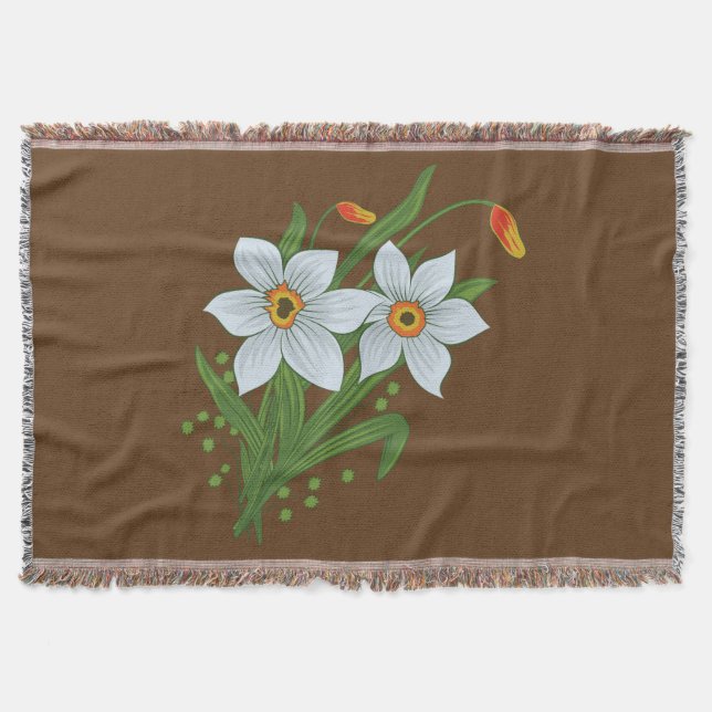 Manta Tejida Tulipanes y Narcisos Flores (Anverso)