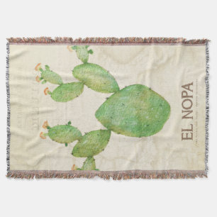 Manta Tejida Vintage Cactus Watercolor Throw Blanket