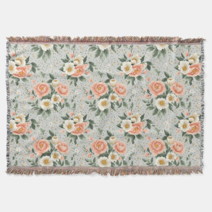Manta tejida vintage cottagecore de rosa