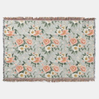 Manta tejida vintage cottagecore de rosa