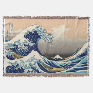 Manta Tejida Vintage de PixDezines, Gran Ola, Hokusai 葛 飾 北 斎 の