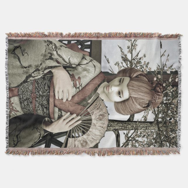 Manta Tejida Vintage Geisha (Anverso)