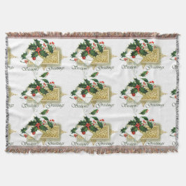 Manta Tejida Vintage Seasons Greetings Navidades