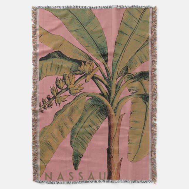 Manta Tejida Vintage Tropical Bahamas Throw Blanket (Frente vertical)