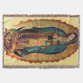 Manta Tejida Virgin Mary Guadalupe Tilma Full Throw Blanket