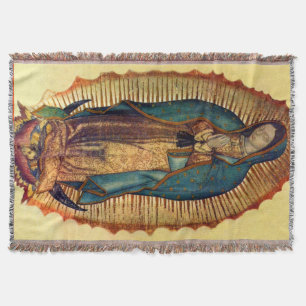 Manta Tejida Virgin Mary Guadalupe Tilma Full Throw Blanket