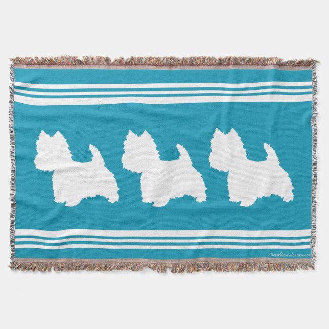 Manta Tejida Westies turquesa (Anverso)