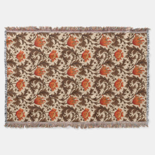 Manta Tejida William Morris Anemone, Beige, Brown y Rust